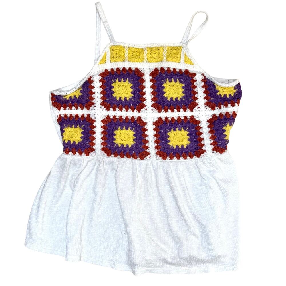 Maurices Tank Top Crochet Peplum Hem Womens Size S Multicolor Shirt